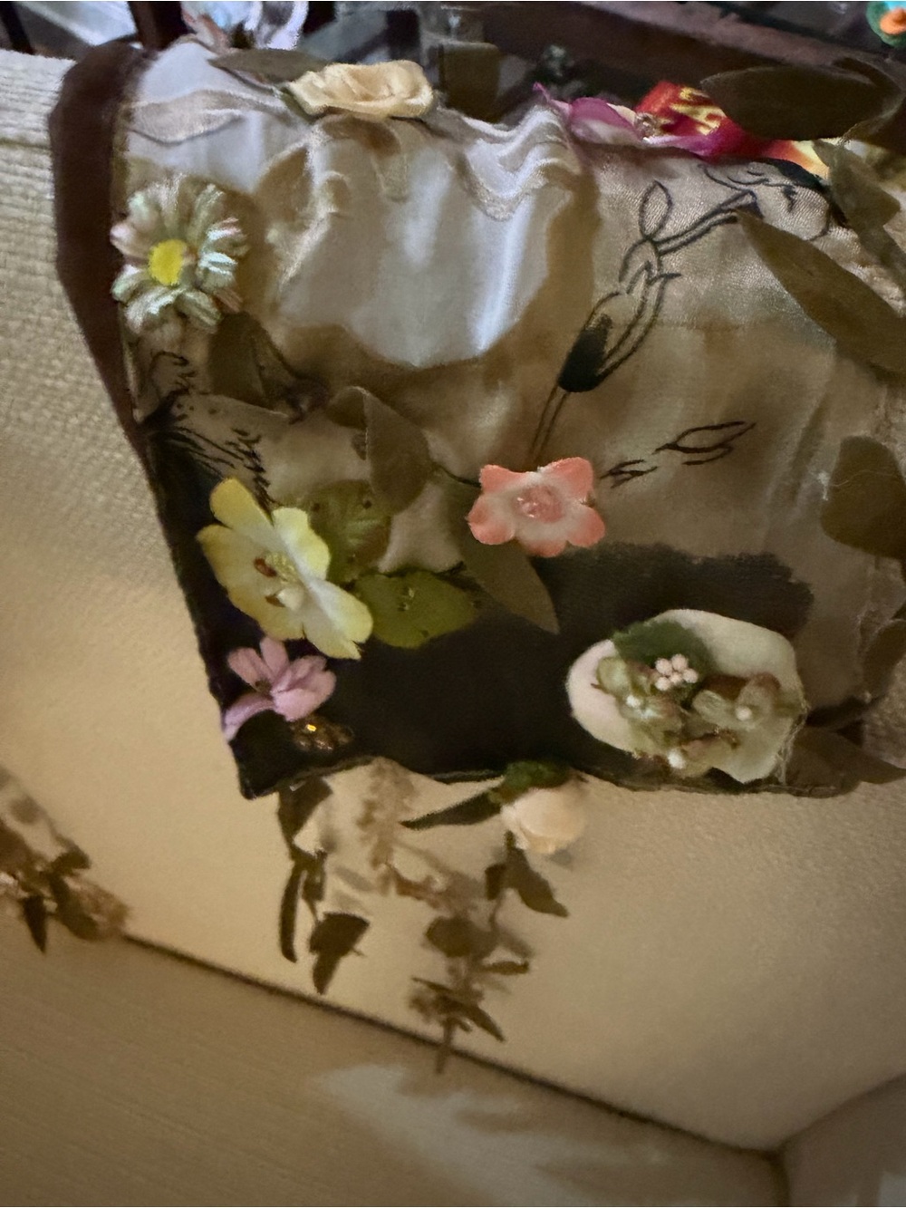 Mary Frances Floral 100% Silk Scarf in Brown, Black and Pink - Picture 5 of 6
